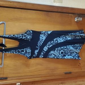 Bebe Tie neck black and green dress.